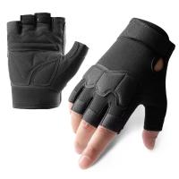 Guantes de motocicleta resistentes al desgaste, guantes de carreras de cuero de cabra Vintage, guantes antideslizantes sin dedos, guantes de medio dedo para deportes al aire libre - details 2