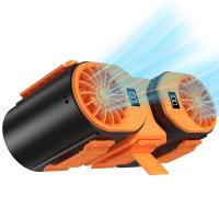 Ventilador inalámbrico de doble salida dividido 2 en 1 para colgar en la cintura, ventilador portátil de viento de cinco engranajes, 10000mAh, ABS, ventilador de cintura colgante para senderismo - details 12