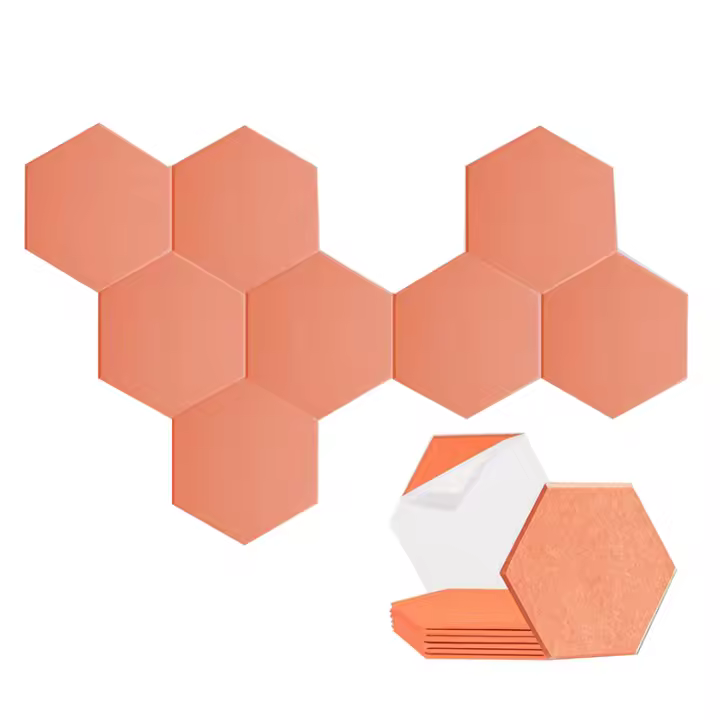 Panel acústico Hexagonal autoadhesivo, Panel absorbente de sonido para estudios/estudios de grabación/oficinas, color Naranja, paquete de 8 unidades - 1