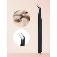Herramienta de injerto de pestañas postizas, ayuda de maquillaje, pinzas curvas negras, 1 ud. - details 0