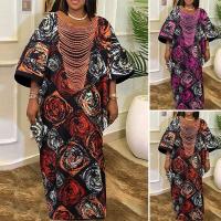 Vestido largo bohemio de talla grande VONDA con estampado floral para mujer, Vestido informal de manga abombada para vacaciones, Vestido elegante sin borlas 2025 - details 1