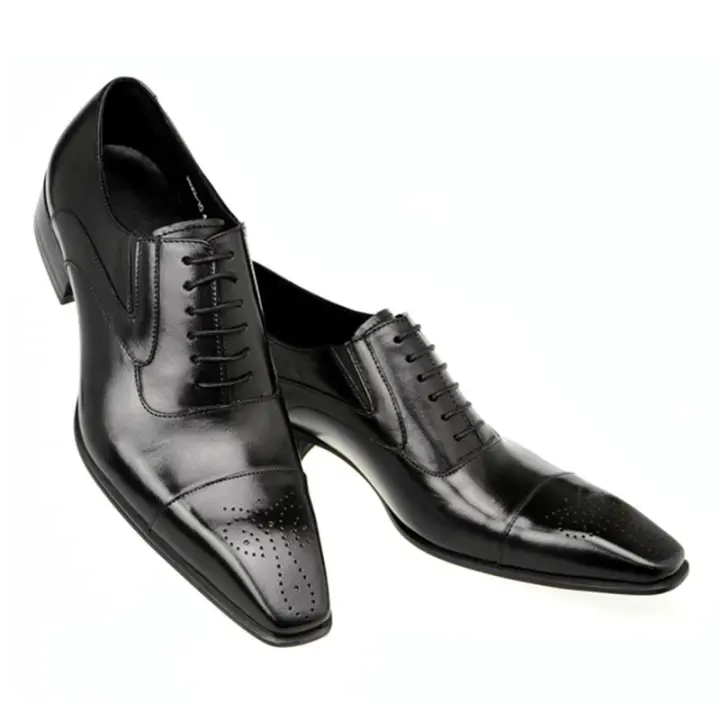 Zapatos de cuero con punta cuadrada pequeña para hombre, zapatos casuales británicos - 1