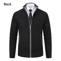 Chaqueta Deportiva Casual Para Hombre De Otoño E Invierno Nueva JERSEY Color Sólido Cuello Erguido Abrazadera De Poliéster Con Cierre De Cremallera - details 10