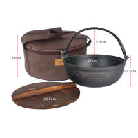 Estufa colgante multifuncional de hierro fundido con tapa de madera para acampar al aire libre, bolsas de almacenamiento para ol - details 6