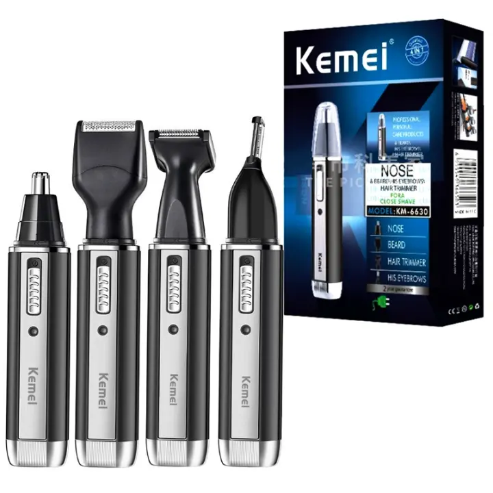 Afeitadora KEMEI Original 4 en 1 Recargable para Hombres Trimmer de Barba y Cejas Limpiador de Orejas 110-240v Tipo de Raspador de Hoja - 1