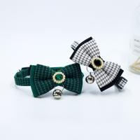 Collar ajustable con lazo para mascotas, cómodo patrón de rejilla, correas para el cuello a la moda, exquisito collar con colgante de gato de fibra de poliéster, 2 uds. - details 1