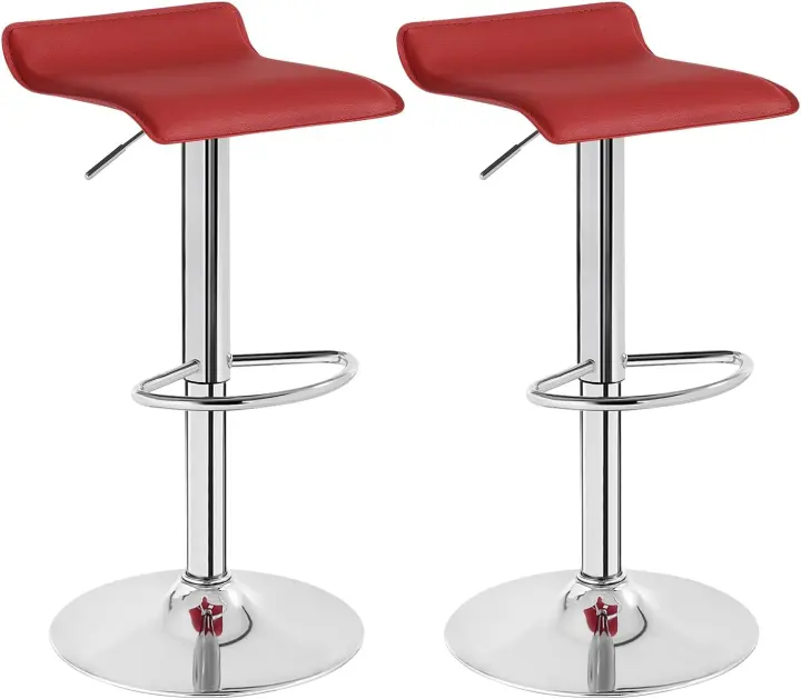 Taburetes de Cocina Giratorios 360° Altura Ajustable con Reposapiés Taburetes Altos con Asiento PVC para Comedor, Salón y Cafetería Negro+Negro - 1