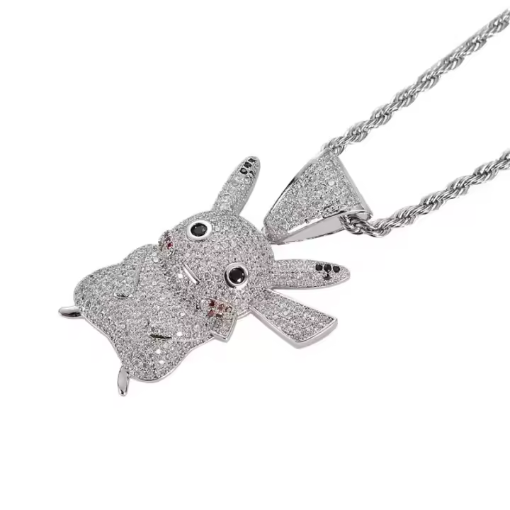 Nuevos collares de estilo europeo y americano con personajes de dibujos animados y anime, material de circonio sintético, accesorios de diamantes realistas y adornos de cantantes de rap de moda. - 1
