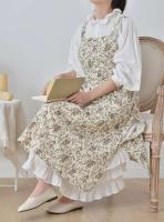Delantal extendido ajustable con estampado coreano impermeable, delantales de cocina de algodón y babero para restaurante para mujer, tienda para hornear - details 12