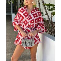 Mono holgado informal con tirantes y estampado para mujer, mono con estampado rojo, mono holgado con cuello vuelto, ropa de calle sexy 2025 - details 4