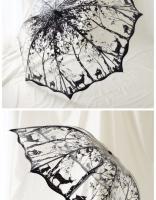 Paraguas plegable triple de PVC con borde ondulado retro paraguas mujer plegable antiviento automático transparente - details 5