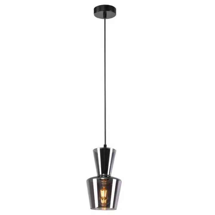 CBJKTX Lámpara colgante de mesa de comedor de vidrio gris ahumado vintage E27 para sala de estar o cocina - 1