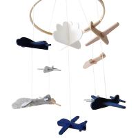 Móvil para cuna, decoración para guardería con aviones y nubes, gris y blanco, azul marino, color canela, móvil para cuna para niños - details 3