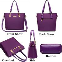 Bolsos Bandolera Mochila Totes Shoppers y bolso de hombro para mujeres Damas Juego de 6 piezas de cuero PU con diseño de nylon y poliéster - details 6
