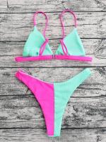 Conjunto de Bikini con Push-up para mujer, traje de baño liso con Espalda descubierta, dos piezas, cintura alta, 2023 - details 7