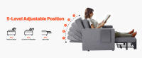 SucceBuy Sofá cama convertible con bolsillo lateral, almohada, reposabrazos y tablero de escritorio, respaldo ajustable con 5 ángulos, gris - details 3