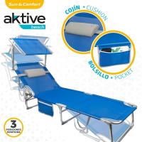 Plegable con Parasol Gris, Antivuelco, Reclinable 3 Posiciones, Material: Acero y textileno, Medidas: 193x53x30cm, Peso máx. soportado 110Kg, Tumbonas Plegables (62288) - details 32