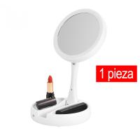 LZ1217 Espejo Cosmético Iluminado 1/10x - Espejo de aumento conveniente para llevar, espejo de baño con iluminación LED en tres colores, rotación de 360°, ideal para afeitarse, depilarse y recortar cejas, redondo. - details 2