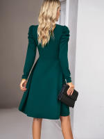 Vestido elegante de manga larga con cuello en V para mujer, ropa de calle de Color sólido, moda de viaje, otoño e invierno, 2023 - details 24