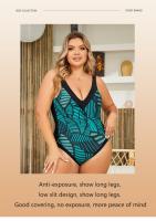 Traje de Baño de Talla Grande con Estampado de Flor Sexy Escote en V Profundo, Espalda Descubierta, Material de Poliéster - details 2