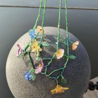Collar de flores de resina hecho a mano, diseño minoritario de estilo coreano, pendiente colgante con cuentas, pendientes asimétricos con borlas de aleación, regalo de cumpleaños - details 5