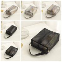 Bolsa de maquillaje de malla portátil informal, bolsa de cosméticos transparente con cremallera ligera, bolsa de aseo de almacenamiento cuadrada de gran capacidad, bolsa de viaje - details 0