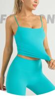 Tops con tirantes de Color sólido para mujer, ropa de Yoga deportiva, con pliegues, transpirable, para gimnasio, entrenamiento, correr - details 0
