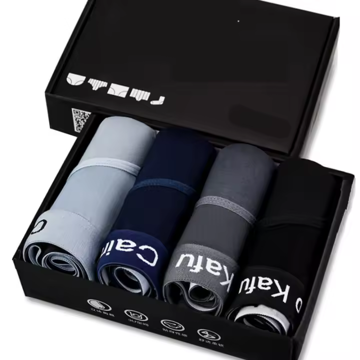 Ropa Interior de Moda para Hombres 4Pcs Briefs Regulares Tela de Elastan Cuidado de la Rosa - 1