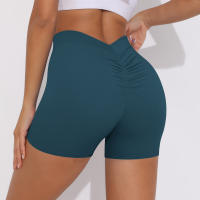 Hamidou pantalones cortos de Yoga de Color sólido para mujer, pantalones cortos deportivos elásticos de cintura alta para Fitness, glúteos de melocotón, pantalones de Yoga para correr - details 11