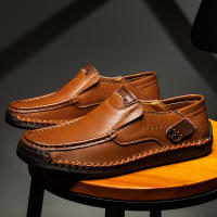 Zapatos De Cuero Hechos a Mano Para Hombre Mocasines Casuales Cómodos Zapatos Planos Para Exterior Caminar Talla Verdadera Para Adultos - details 5