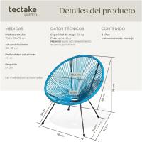 Conjunto de 2 Sillas Jardín Exterior Estilo Acapulco, Conjunto Sillas Terraza de Acero, Resistente a Intemperie, Hilos de Polietileno y Topes en Patas, Hasta 120kg, Interior/Exterior - negro - details 24