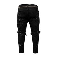 Nuevo 2025 pantalones vaqueros rasgados con agujeros para hombres, pantalones Cargo de Hip Hop, pantalones vaqueros desgastados, ropa ajustada para hombres, pantalones ajustados de longitud completa para hombre - details 4