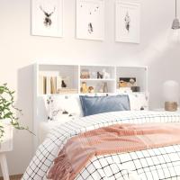 Mueble de Cabeza de Armario de Dormitorio Blanco Estantería de Pared con Almacenamiento - details 1