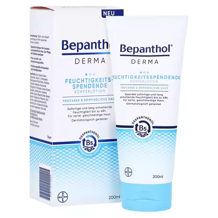 Loción hidratante Bepanthol Derma, cuidado corporal para pieles sensibles y secas, crema hidratante dermatológicamente probada con - 1