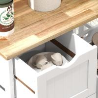 Cocina Islandesa Carrito Auxiliar con 3 Cajones, 2 Estantes Abiertos, Banja Extraíble Blanco - details 7