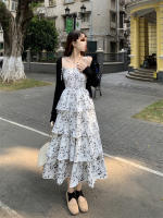 Vestido francés con tirantes florales, dulce y Súper Hada, con sentido del diseño de mujer, vestido de princesa de pastel de longitud media a larga, estilo Hepburn - details 0
