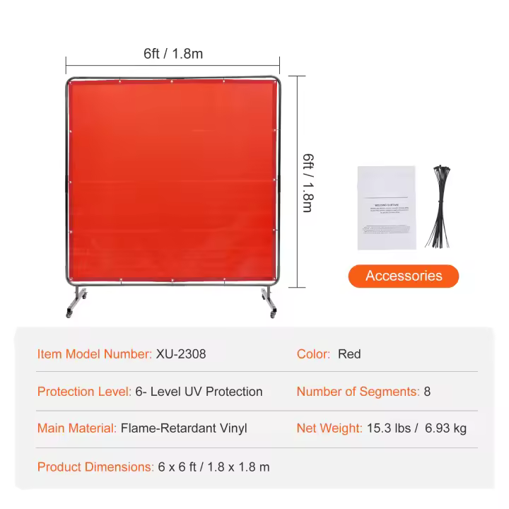 SucceBuy Pantalla de soldadura con marco, protección de vinilo resistente a las llamas, móvil para taller profesional/uso industrial - 1
