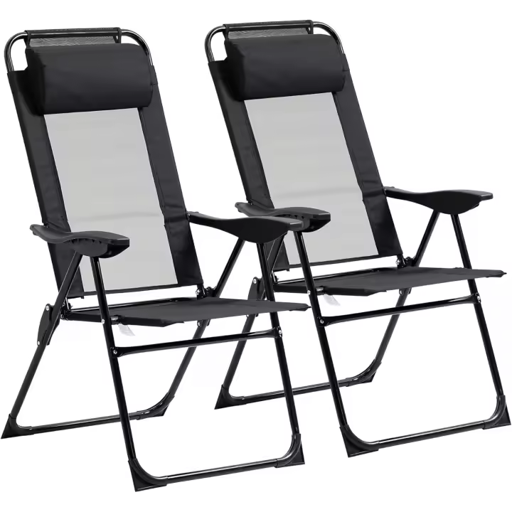 Sillas de Jardín con Reposacabezas Desmontable y Respaldo Reclinable en 5 Niveles Carga 120 kg para - 1