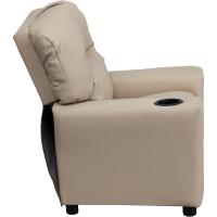 Chandler de Vinilo para niños reclinable con portavasos y reclinable de Seguridad, Silla reclinable contemporánea para niños, admite hasta 90 lbs, Beige - details 10