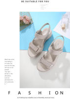Nuevas sandalias de cuero para mujer, zapatos deportivos de tacón inclinado, velcro ligero de gran tamaño para mujer - details 14