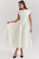 Vestido de noche elegante para mujer con escote en la espalda - Vestido largo sin mangas con pliegues para fiesta, graduación, vacaciones - details 8
