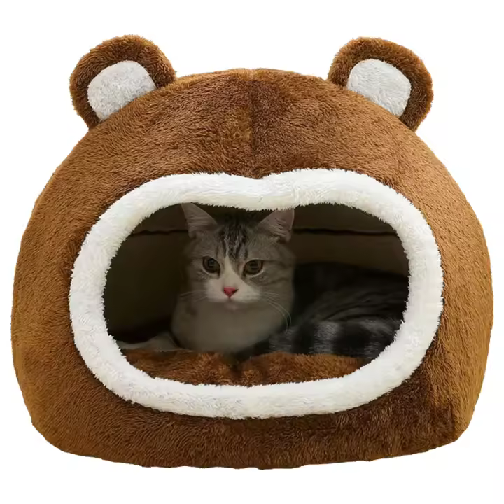 Cama De Gato Divertida Casa Caliente Para Mascotas Suave De Peluche Larga Sillón Para Gatos Jóvenes Y Pequeños Perros Tent De Cueva Para Mascotas - 1