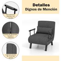 Sofá Cama Convertible Silla de Dormir Individual Tri-Fold con Respaldo Ajustable de 6 Posiciones, Cojín Desmontable y Asiento Tapizado Estructura Metálica Plegable (Azul) - details 14