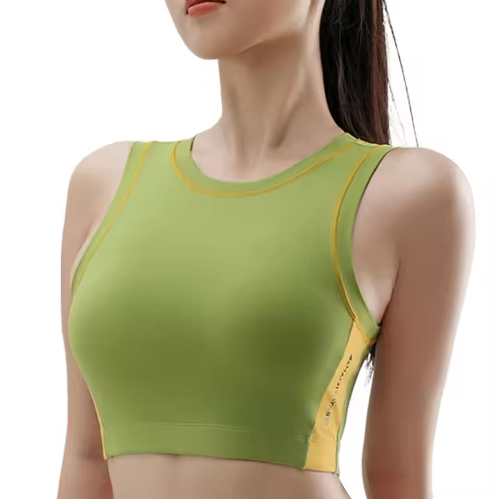 Sujetador de Cuello Redondo para Mujer Ropa Interior de Yoga con Bloqueo de Color - 1