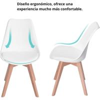 Sillas de Comedor, Sillas de Cocina Nórdicas con Asiento Blando, Tapizado y Patas de Madera de Haya Resistente, Blanco, 2 Sillas - details 5
