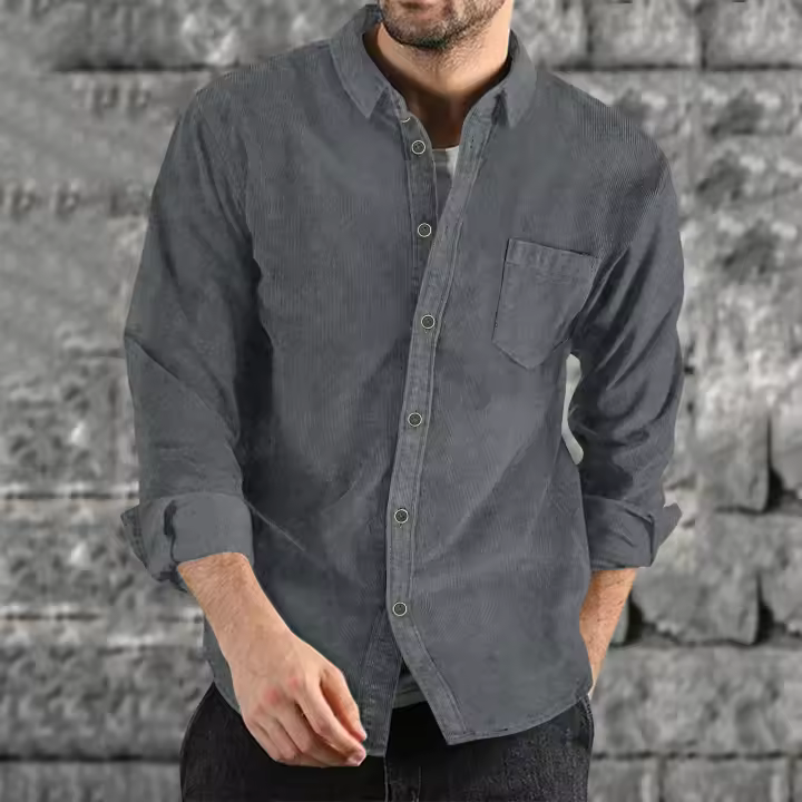 Camisa de pana gruesa para hombre, abrigo informal holgado con solapa de botones, nuevo para otoño e invierno 2024 - 1