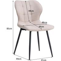 4 Sillas de Comedor de Lino, Sillas de Cocina Nórdicas Modernas y Ligeras con Patas de Metal para Sala de Estar y Dormitorio - Caqui - details 3