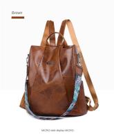 Mochila de Cuero Suave Casual para Mujeres Impermeable, Resistente al Desgaste, Antirrobo con Patrones de Parche Bolsa de Hombro Grande con Lining de Dacron - details 35