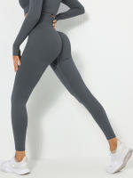 Pantalones de yoga con efecto push-up para mujer, mallas deportivas sin costuras, de secado rápido, de color sólido, para gimnasio y correr - details 15