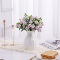 Rosa de seda Artificial de 10 cabezas, ramo de eucalipto y peonía blanca simulada, decoración de boda, flores falsas, decoración de jardín y hogar - details 21